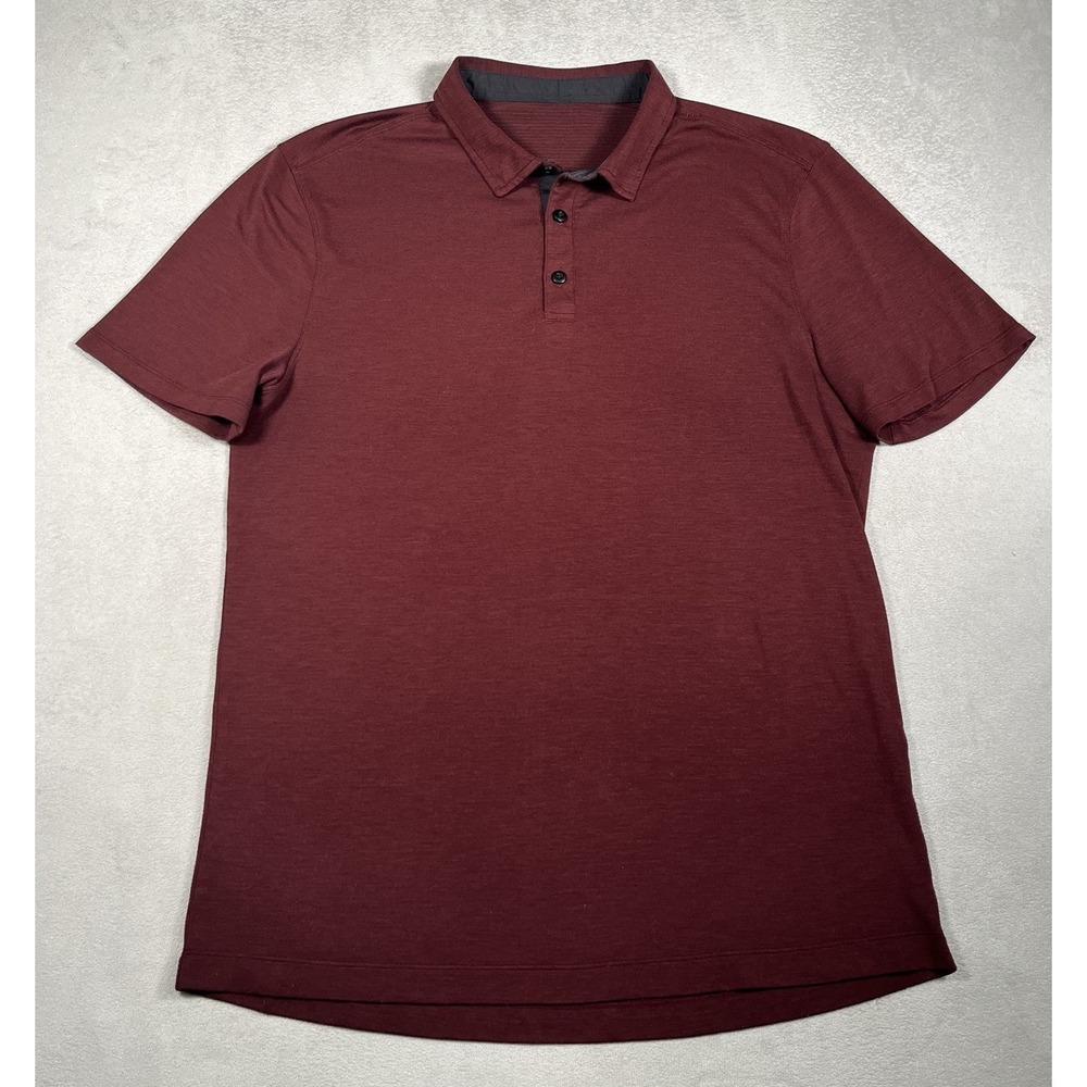 Lululemon Evolution Polo Shirt Mens L Maroon Red Short Sleeve Golf Performance